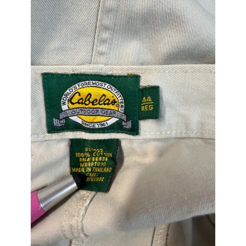 Cabela's Mens 44 Regular Beige Pleated Cotton‎ Outdoor Casual Pants